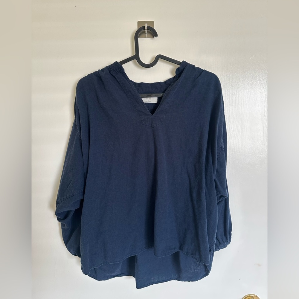 Uniqlo Dark Navy V-Neck Linen Blend Tunic